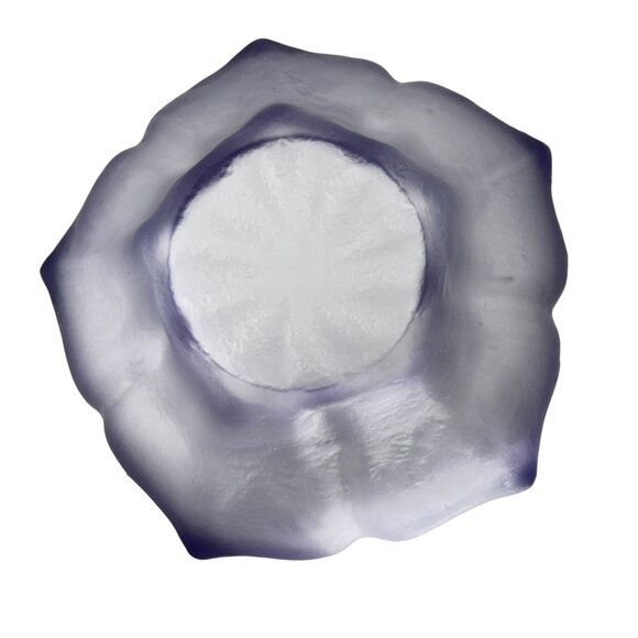 Vintage Viking Frosted Satin Purple Glass Bowl Violet Lotus Flower Petal Dish - Picture 4 of 8
